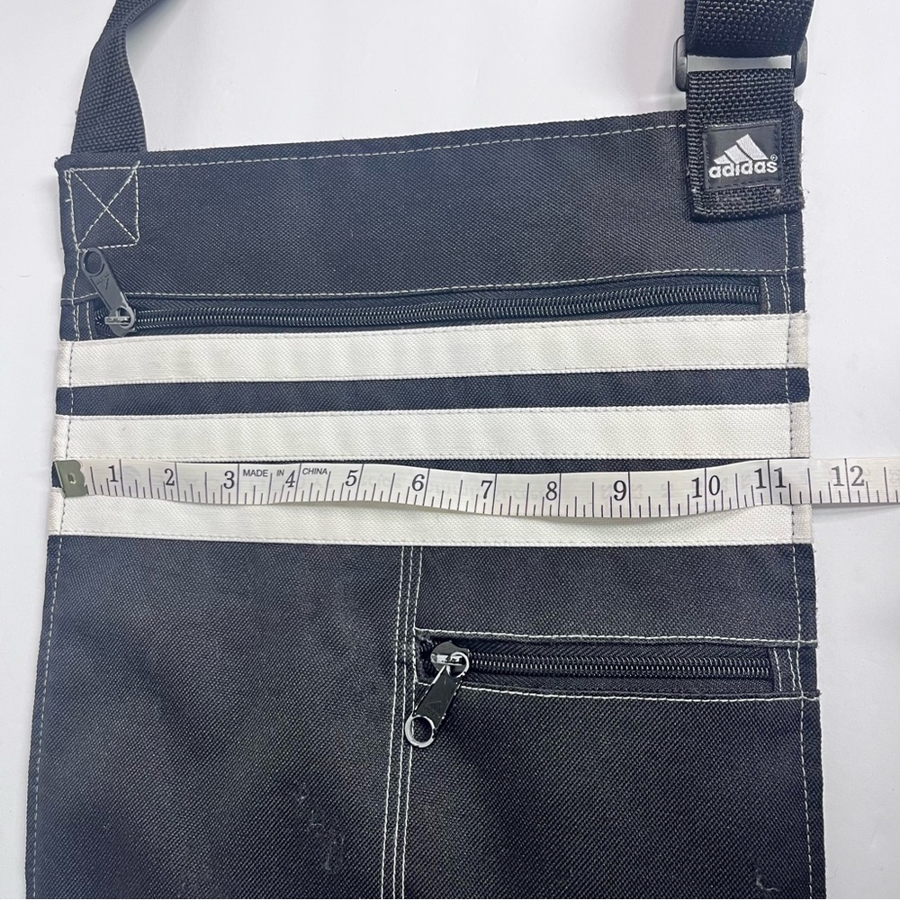 vintage y2k adidas flat crossover messenger bag black 3 stripe adjustable - Picture 9 of 14